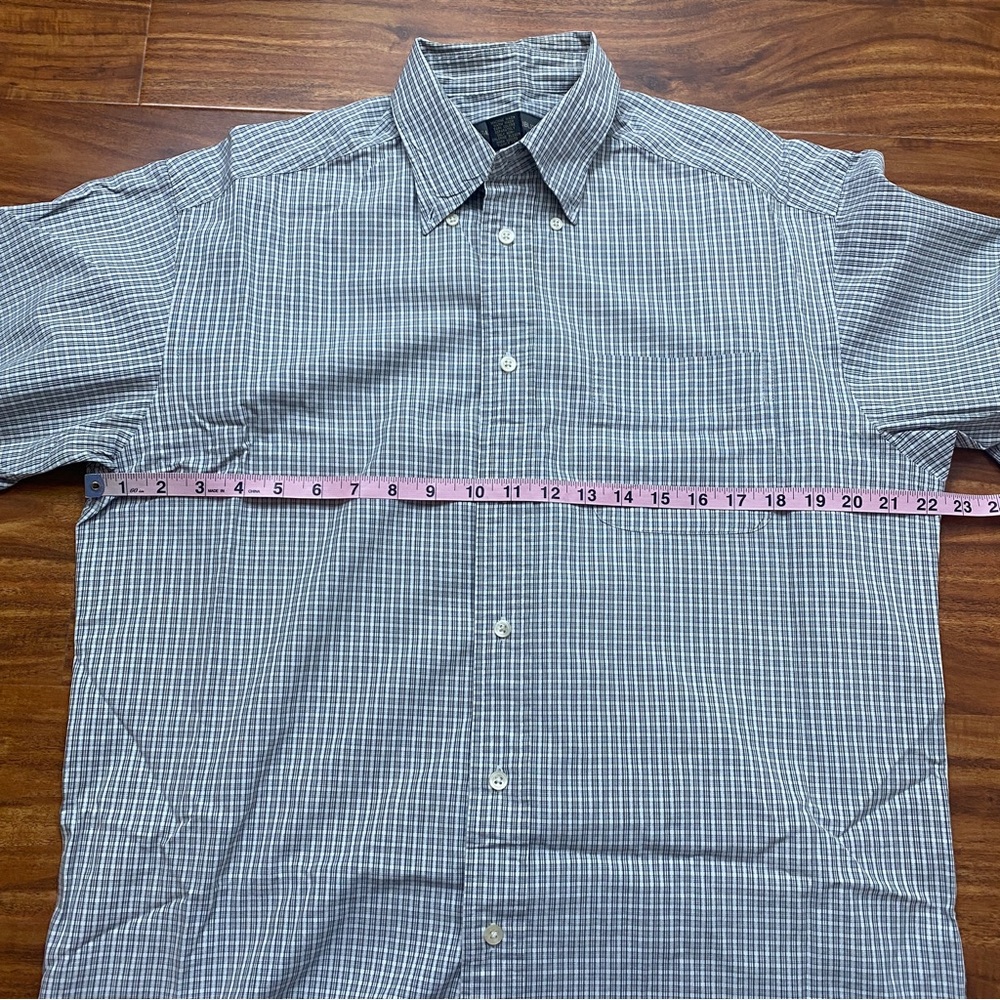Banana Republic Gray White Windowpane 100% Cotton Button Down Shirt Size Medium - Picture 11 of 13
